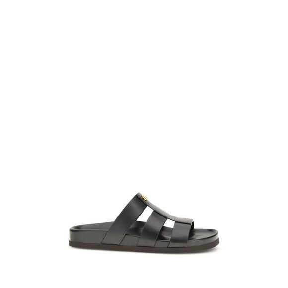 Valentino Garavani Black Calf Leather Bos Taurus Men's Sandals